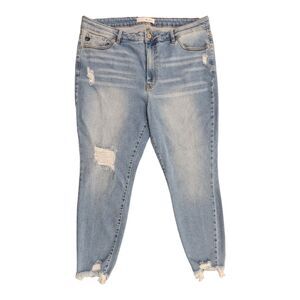 KanCan Skinny Leg‎ Jeans Women Size 3XL Chewed Hem Distressed Style# KC8567L-P